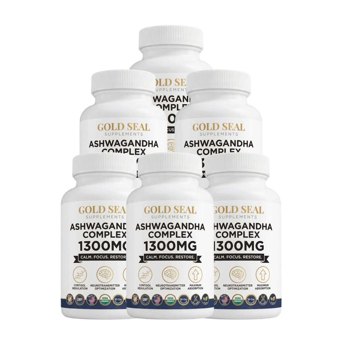 Gold Seal Ashwagandha Complex 1300MG KSM-66® (5 Bottles)